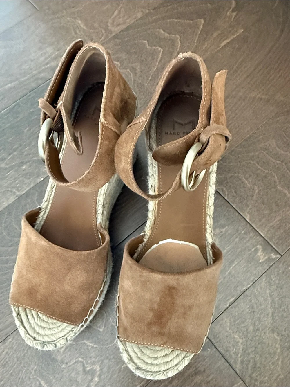 Marc Fisher Brown Suede Espadrille Wedge Sandals - Size 8.5